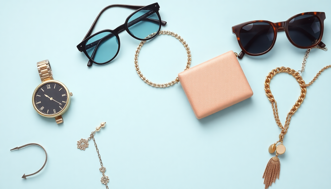 Stylish fashion accessories arranged for a unique look