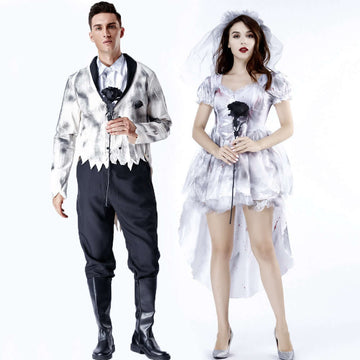 Prom Dresses couple in gothic formalwear—men’s fashion tuxedo suit, premium men’s wear and stylish men’s outfit for prom night