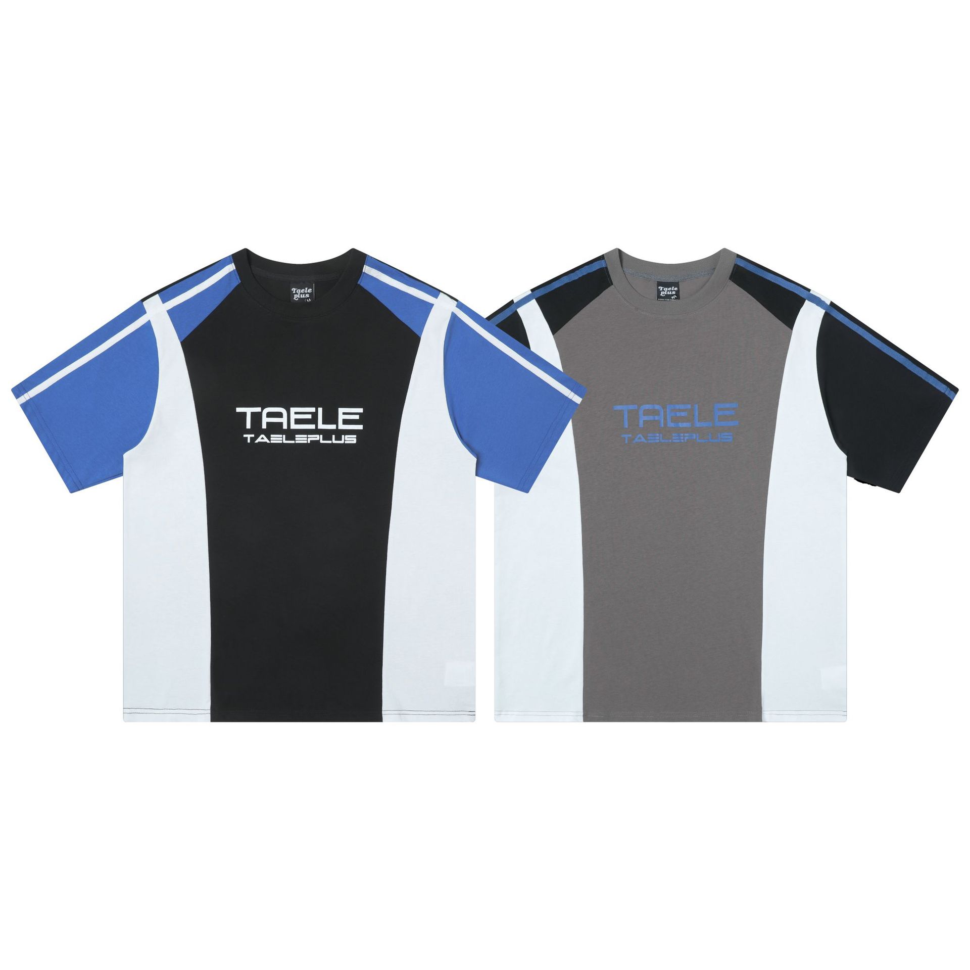 American Contrast Color Men's Short Sleeve Sports Design Letters