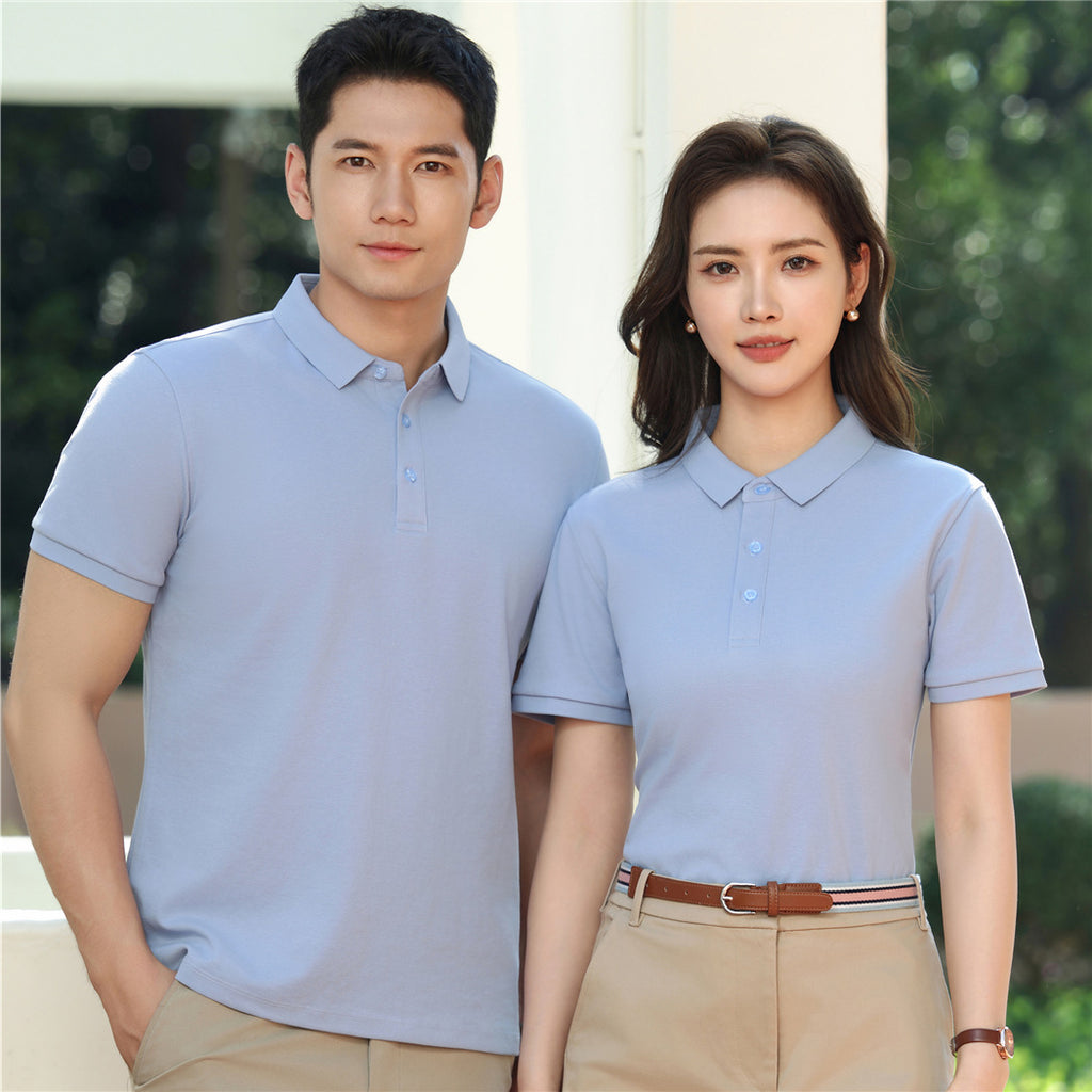 230g 40 Heavy Pearl Cotton Polo Shirt Short Sleeve Lapel