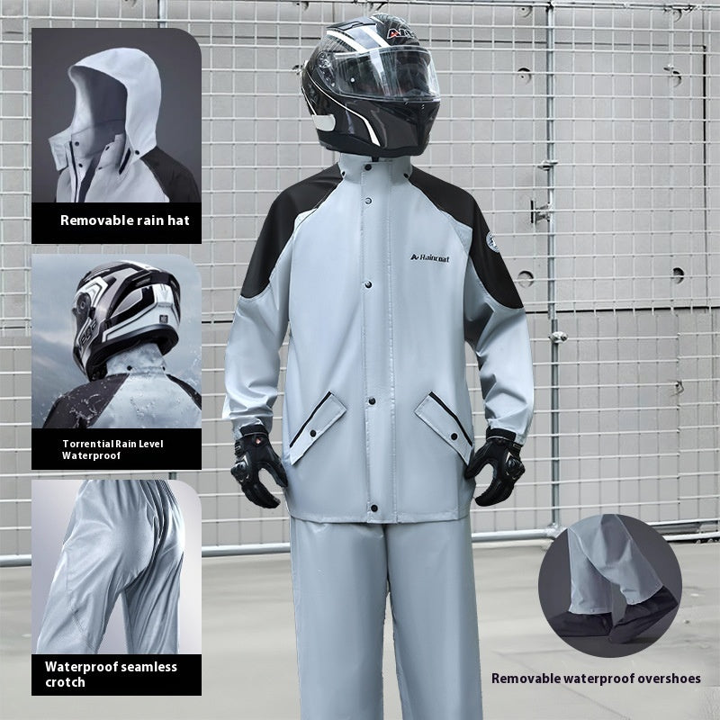 Men's Minimalist Color Blocked Split Motorcycle Raincoat