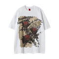 Rose Flower Printed Short-sleeved T-shirt