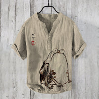 Printed Men's Casual Loose-fit Retro Short-sleeve