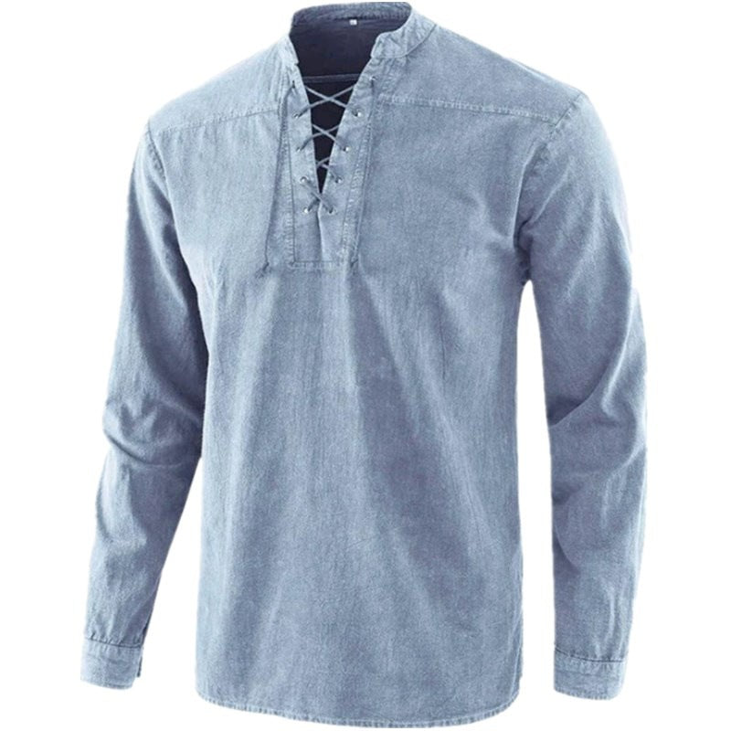 Stand Collar Retro Drawstring Casual Sports T-shirt