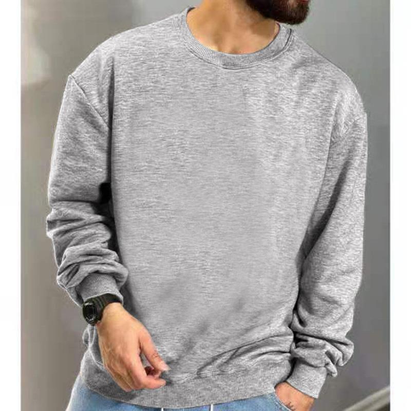 Men's New Solid Color Long Sleeve Sports Sweater Simple Casual null