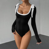 Sexy Slim-fit Square Neckline And Flared Sleeves Sexy Long-sleeved Jumpsuit