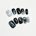 Black Starry Sky Manicure Handmade