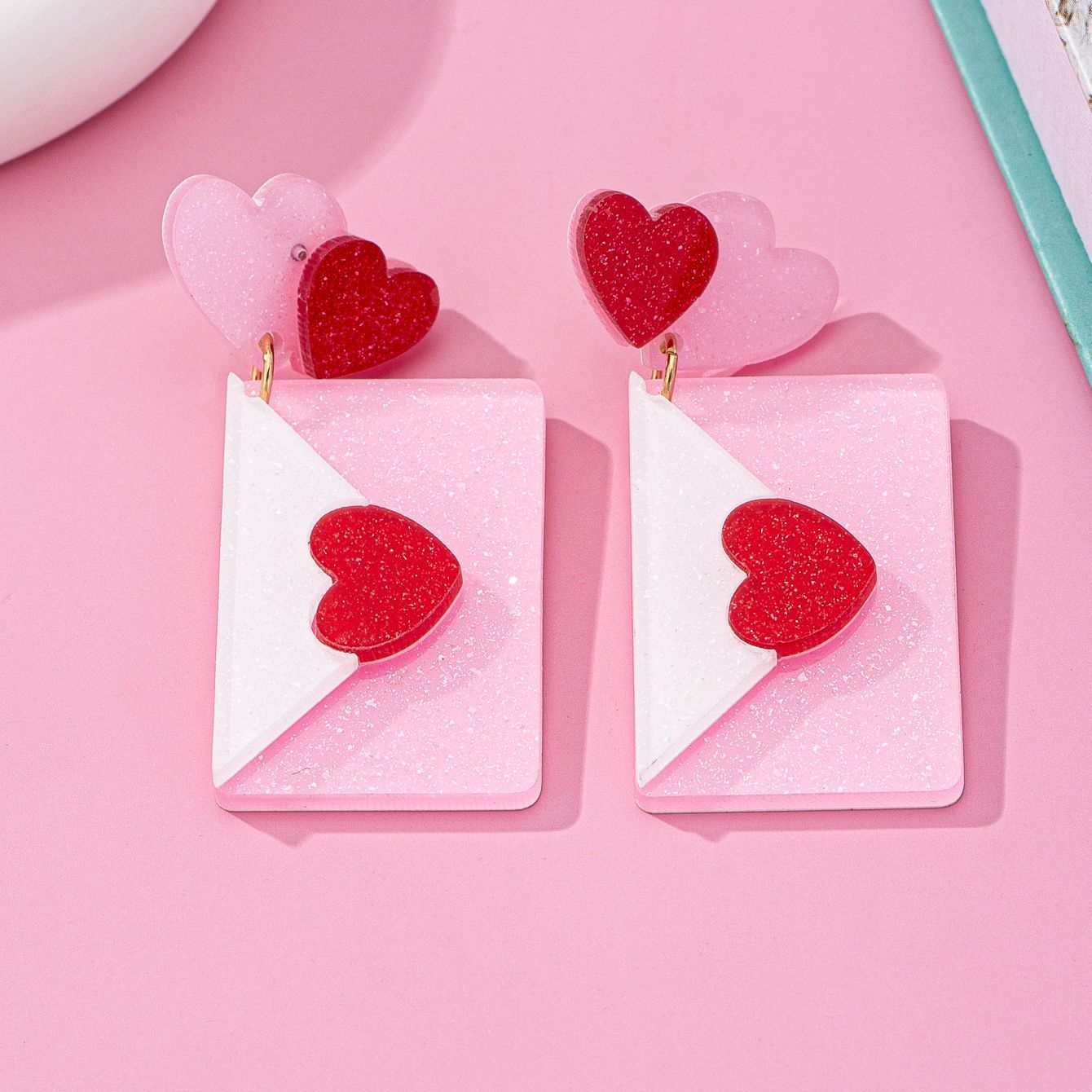 Fashion Valentine's Day Acrylic Love Envelope Earrings null