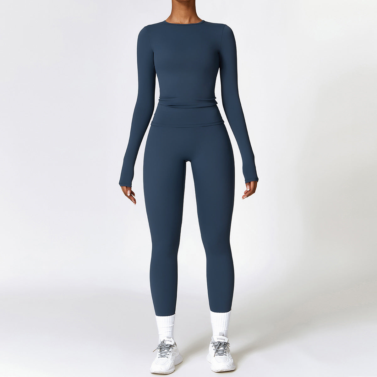 Tight-fitting Brushed Yoga Suit Quick-drying Fitness Clothes  Fitness Long Sleeve Tracksuits Sports Suit Gym Top High Waist Leggings Women Sets Yoga Set null