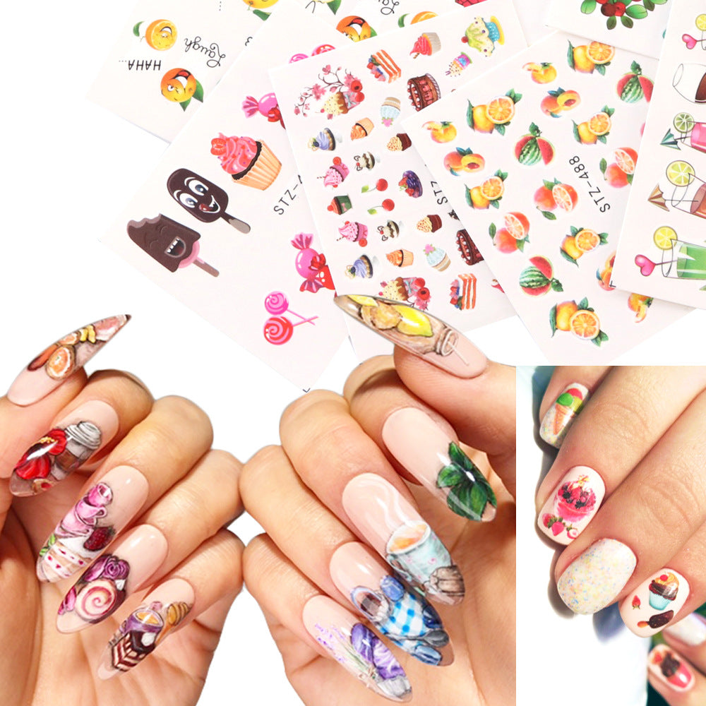 Nail Hot Watermark Stickers Suit Butterfly Fruit Lace Colorful Flowers Gold And Silver Gilding