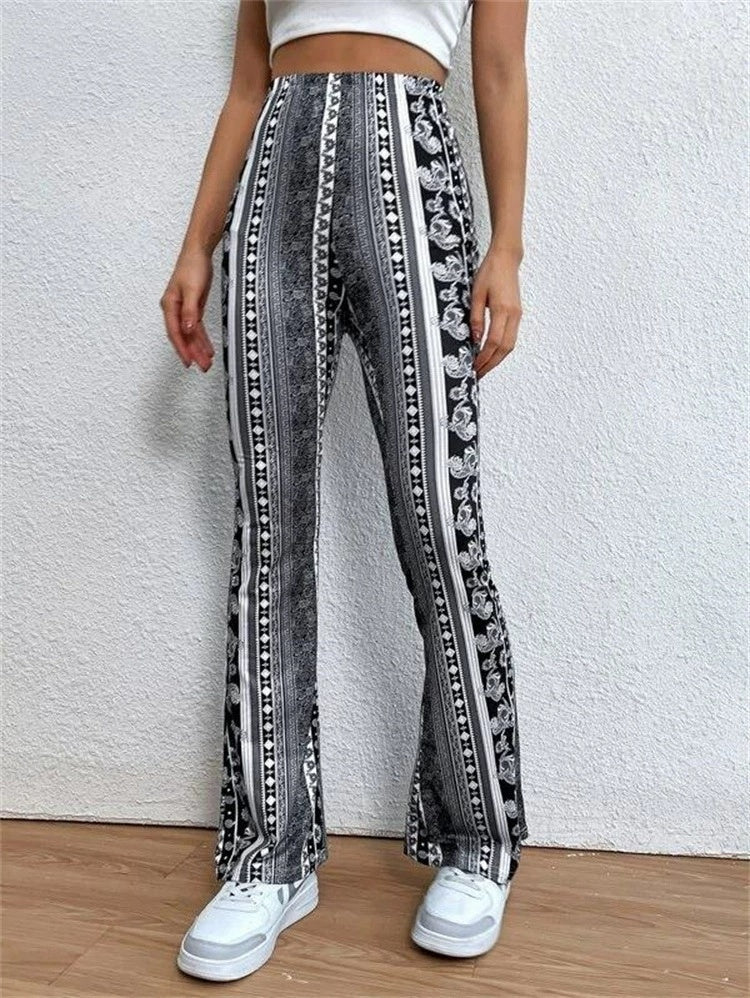 High Elastic Tight Pants Slim Sexy Print Trousers Womens Clothing null