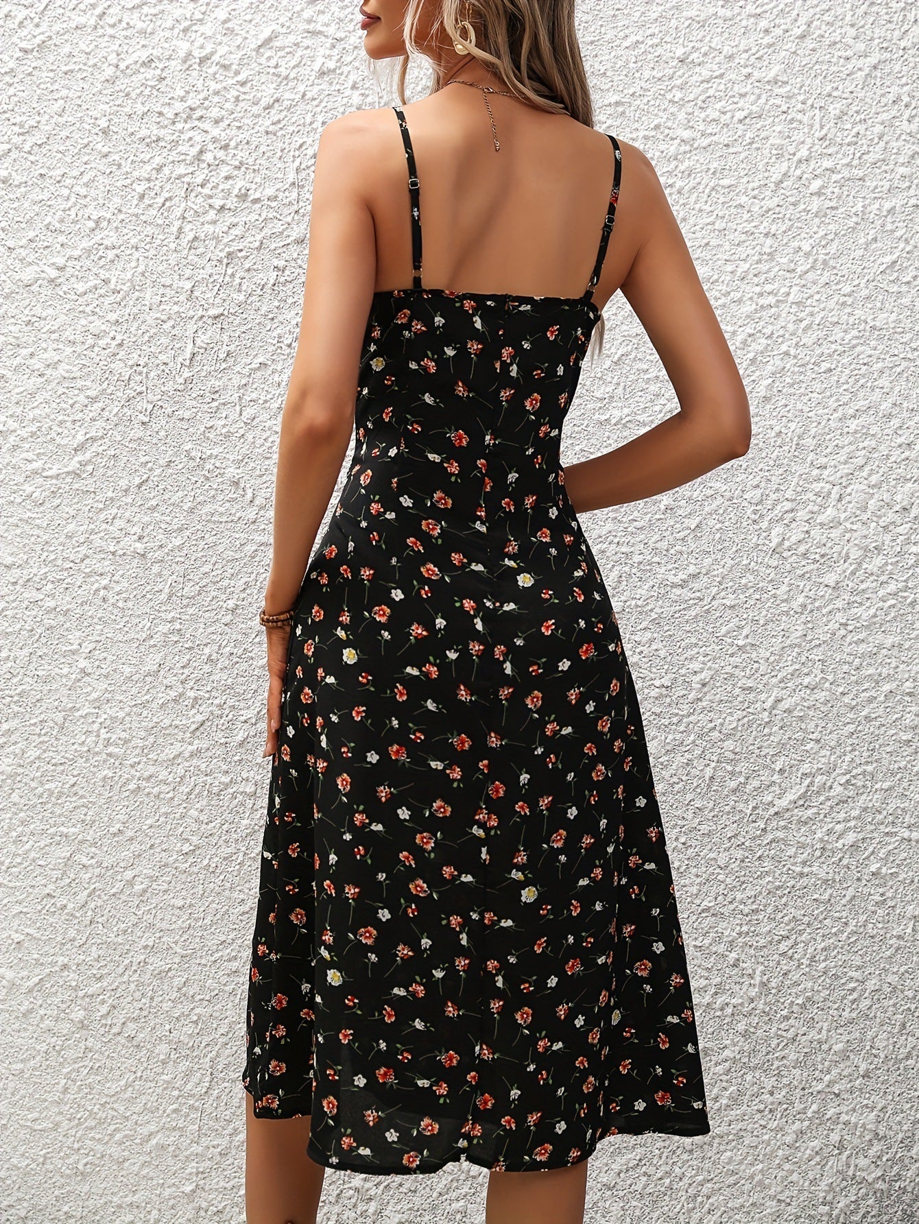 New Polka Dot Print Suspender Dress Summer Sexy Slit Long Dresses For Womens Clothing.