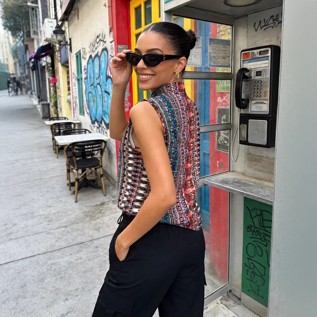 Womens Fashionable Casual And Unique Printed Tank Top