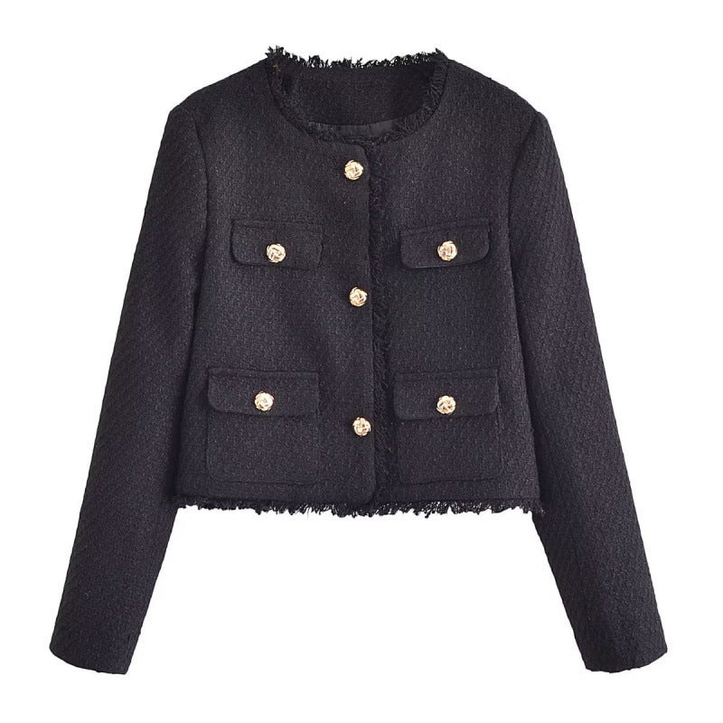 Solid Color Fashion All-match Woolen Jacket null