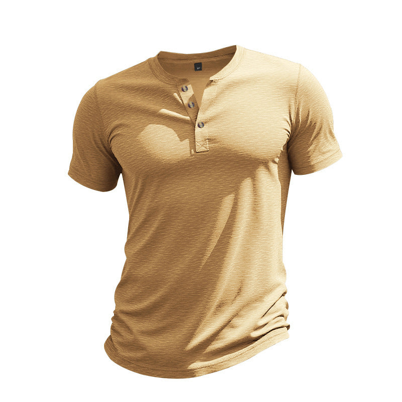 Muscle Bamboo Retro Henley Shirt Short Sleeve