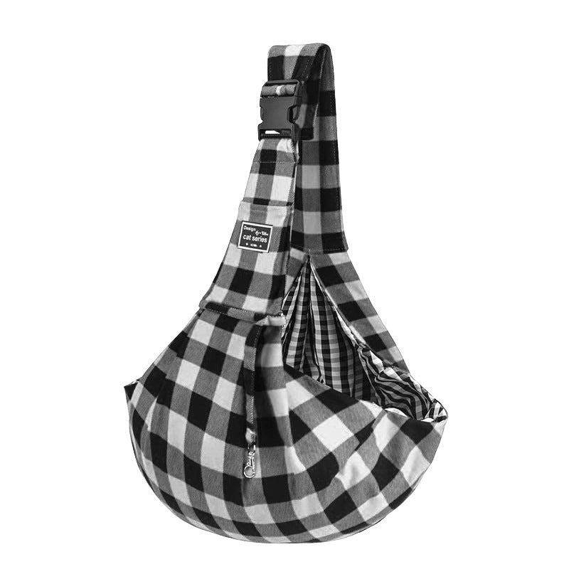 Pet Supplies Red And Black Plaid Shoulder Strap Adjustable Buckle Single-shoulder Bag null