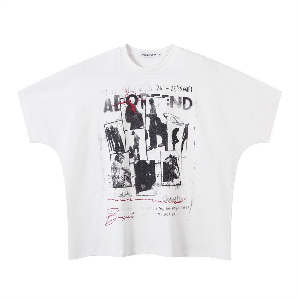 Design Pure Cotton Round Neck Creative Shadow Printed Short Sleeve T-shirt For Men