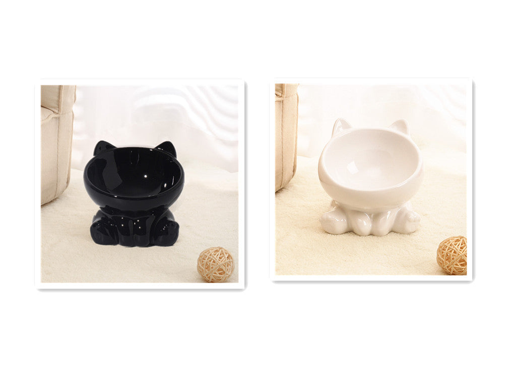 Ceramic Cat Bowl Cat Bowl Cat Food Bowl Neck Guard Oblique Mouth Dog Bowl Pet Bowl null