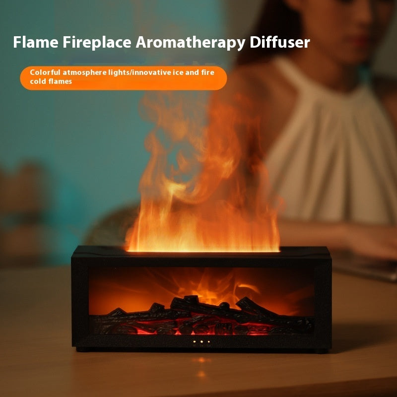 New Flame Aromatherapy Machine Colorful Essential Oil Diffuser Home Large Fog Volume Flame Humidifier 3D Flame Fireplace Machine null