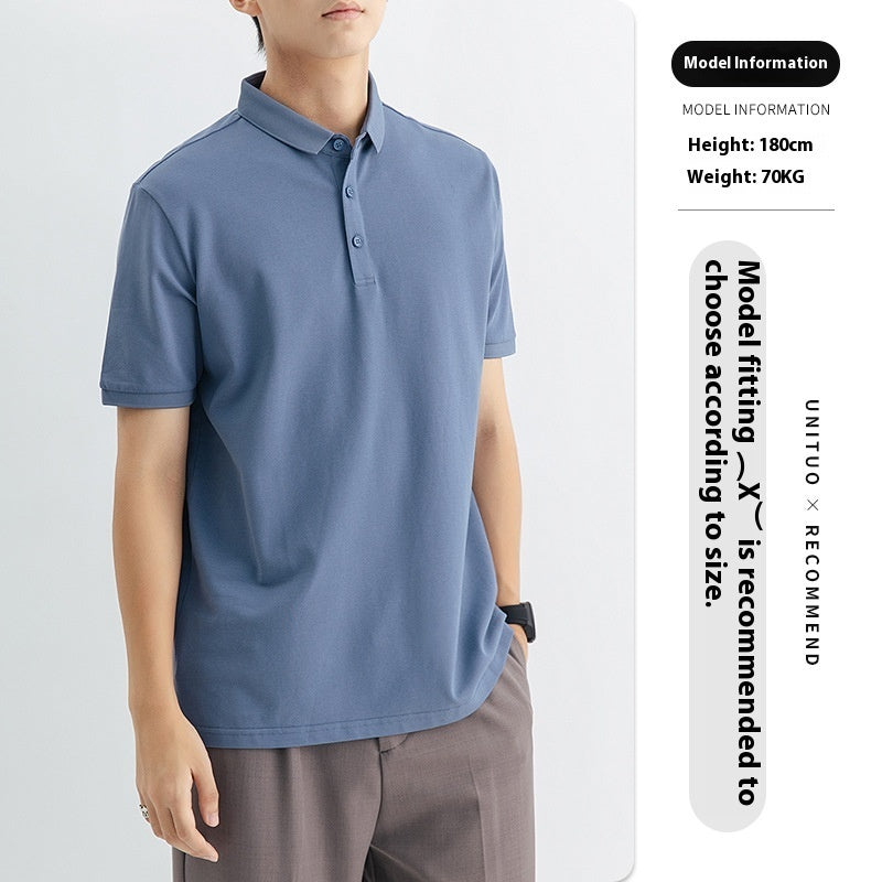 High-end Knitted Polo Shirt Short-sleeved Men's High-end Sense