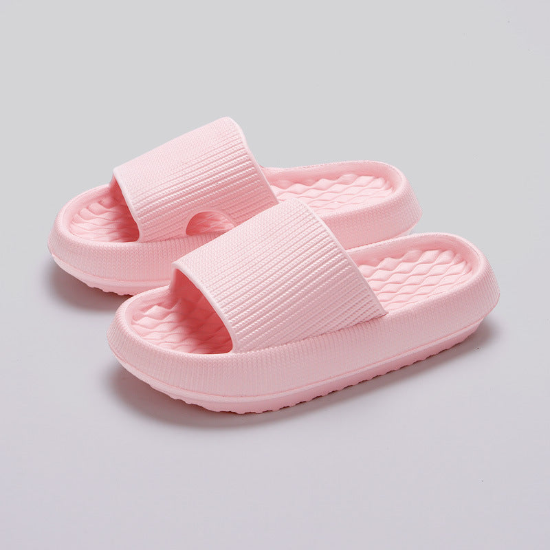 Summer EVA Slippers Solid Color Rhombus Stripe Anti-slip Slippers New Women's Home Shoes null