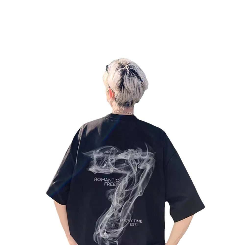 Heavy Cotton Short Sleeve T-shirt Men's Summer Trendy Half Sleeve