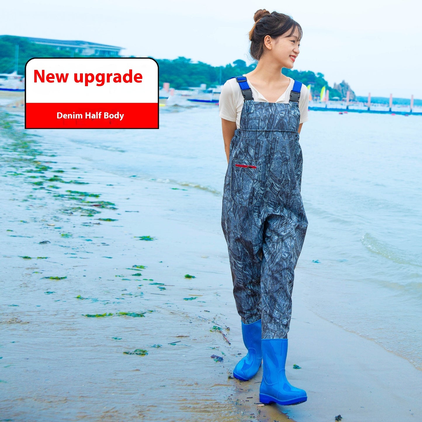 Women's Thick Waterproof One-piece Half Body Rain Pants