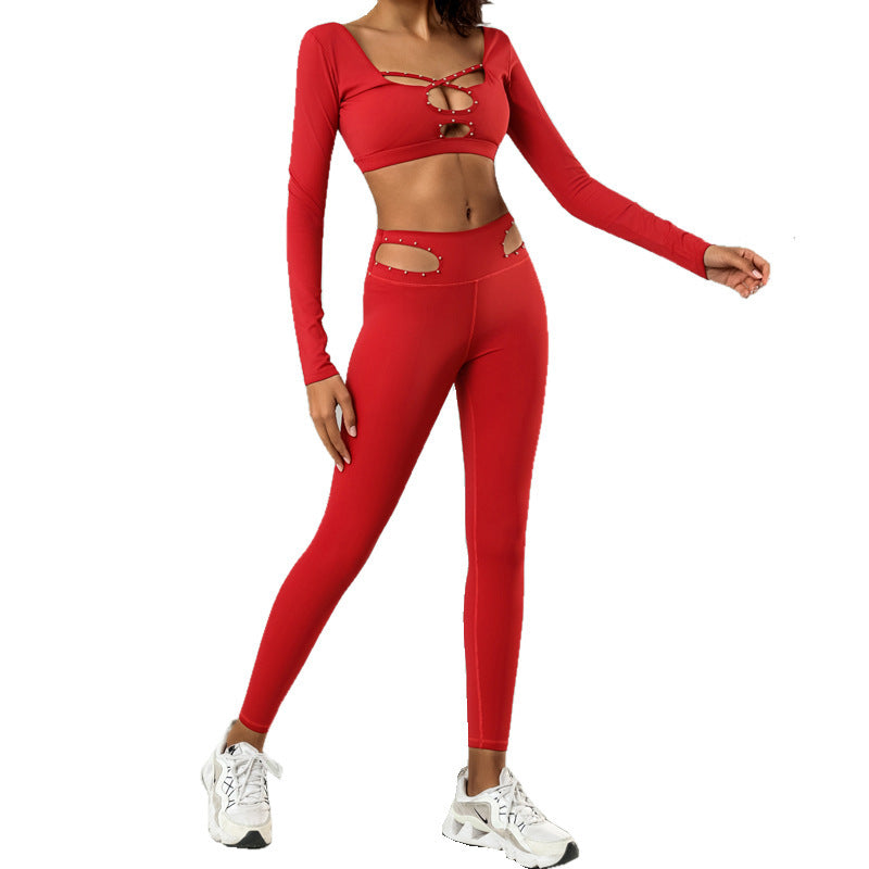 High-waist Quick-drying Sports And Fitness Two-piece Set null