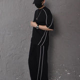 Summer New Color-blocking Trim Design Sporty Casual Two-piece Set