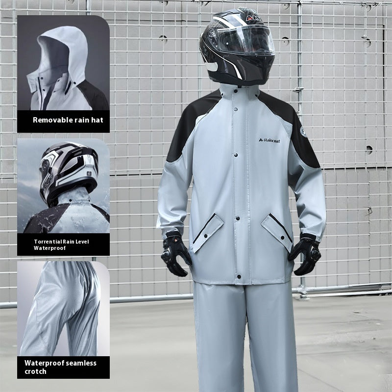 Men's Minimalist Color Blocked Split Motorcycle Raincoat