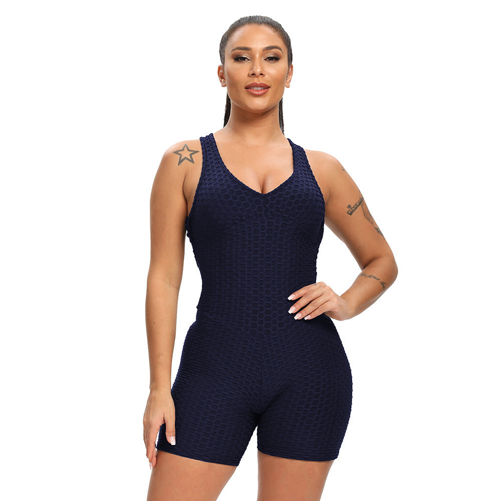 Women's Sports And Fitness Slim Jacquard One-piece Shorts null