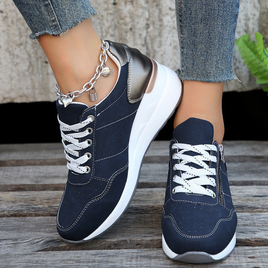 Fashion Lace-up Sneakers Women Cozy Tinck-soled Sports Shoes null