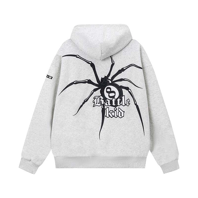 Spider Print Pullover Hoodie For Men null