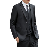 Korean-style Casual Blazer Suit Jacket Three-piece Set black slim-fit men’s blazer vest and trousers formal outfit