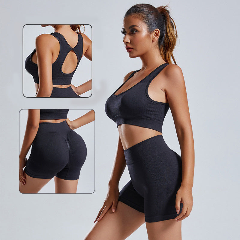 2pcs Yoga Set Women's Vest And Shorts Tracksuit Seamless Workout Sportswear Gym Clothing High Waist Leggings Fitness Sports Suits null