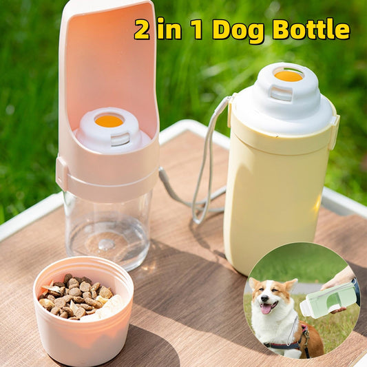 2 In 1 Travel Dog Water Bottle Pet Water Dispenser Feeder Drinking Feeder Dog Outing Water Feeder Pets Outdoor Portable Cup Pet Products null