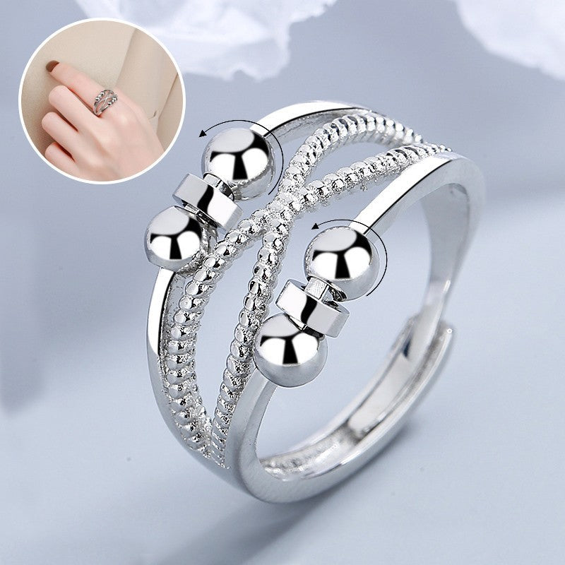 Rotatable Ring With Open Design Fashion Double-layered Hollow Line Anxiety Relief Rings For Women null