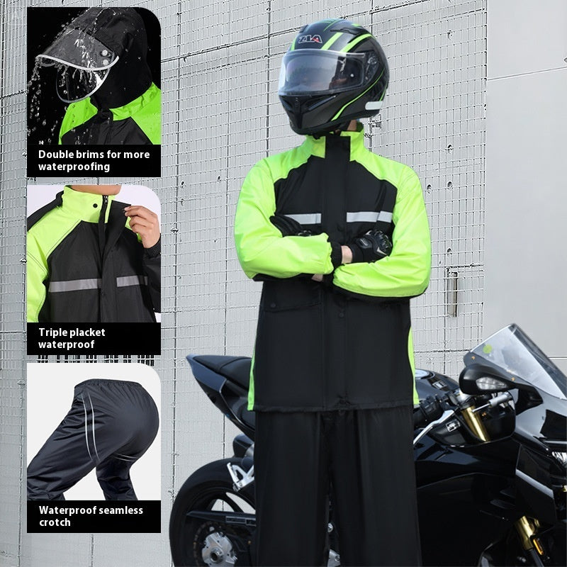Men's Minimalist Color Blocked Split Motorcycle Raincoat