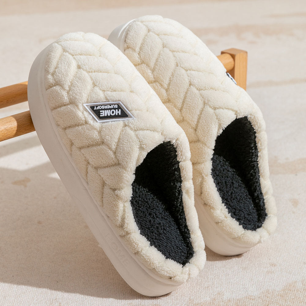 New Non-slip Thick-soled Plush Slippers Couple Winter Warm Home Slipper Indoor Fleece Shoes For Women Men null