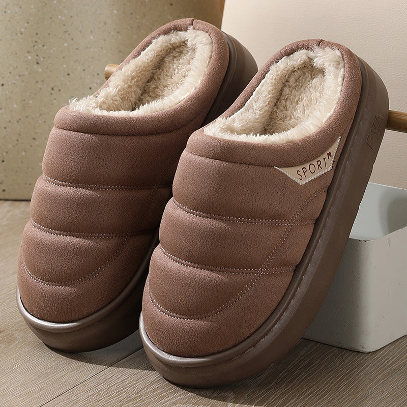 Fashion Solid Plush Slipper Winter Warm Indoor Floor Bedroom Home Slippers For Couple Thick-soled House Shoes Women Men null