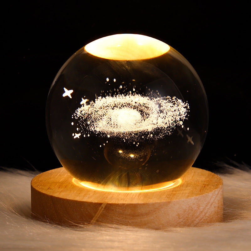 Luminous Starry Sky And Planets Moon Moon Crystal Ball Small Night Lamp Projection Ambience Light Creative Gift New Strange Gift null