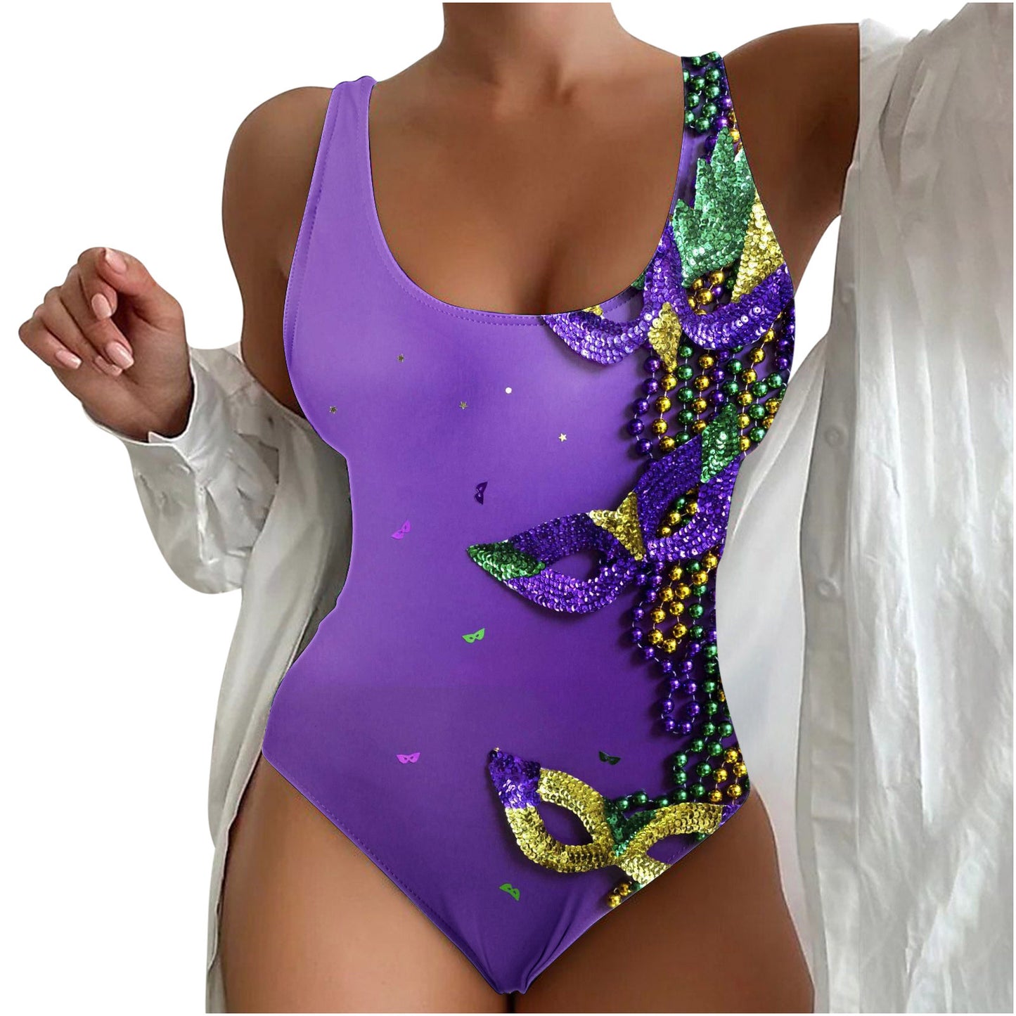 Women's Seaside Beach Swimsuit 3D Contrast Color One-piece Swimsuit