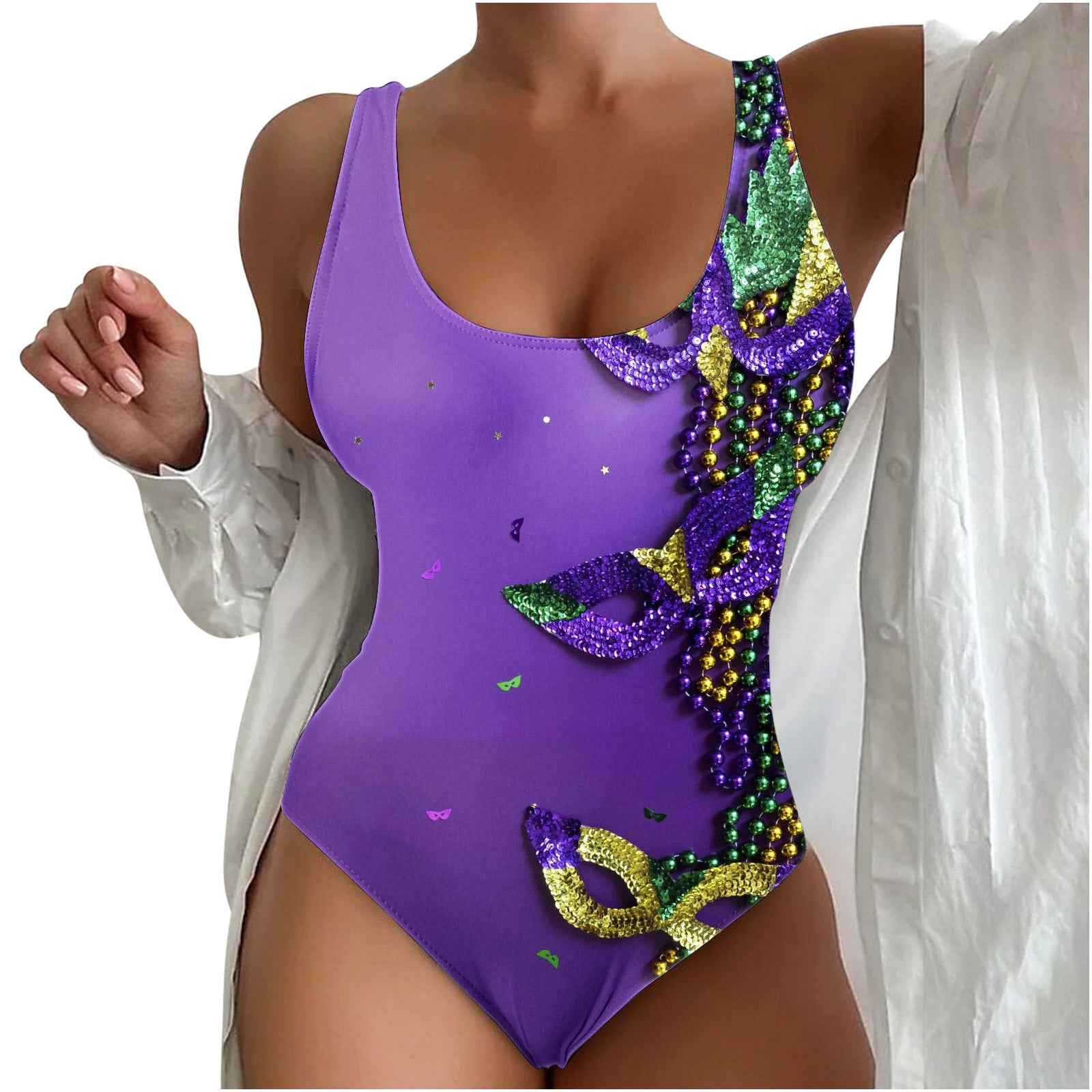 Women's Seaside Beach Swimsuit 3D Contrast Color One-piece Swimsuit