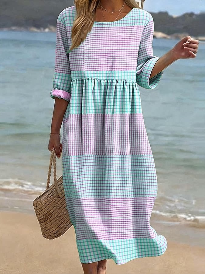 New Stylish Casual Striped V-Neck Elegant Dress