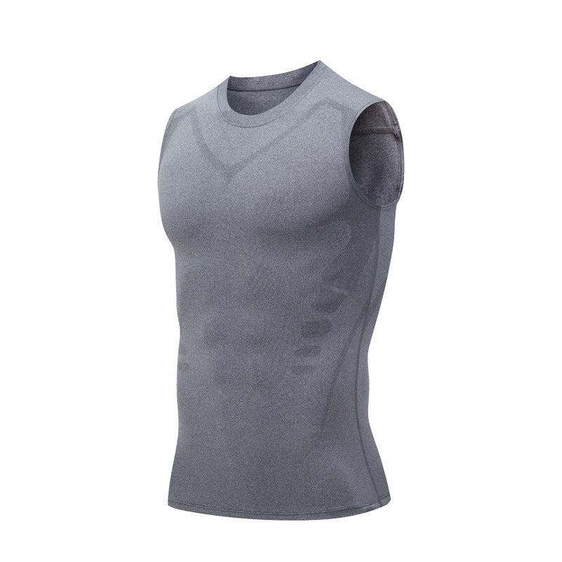 Men's Exercise Workout Quick-drying Breathable Slim Fit Tight Stretch Vest null