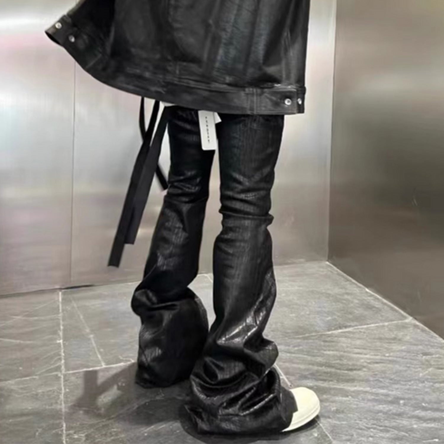 Men's And Women's Same Back Ribbon Drawstring Flared Jeans