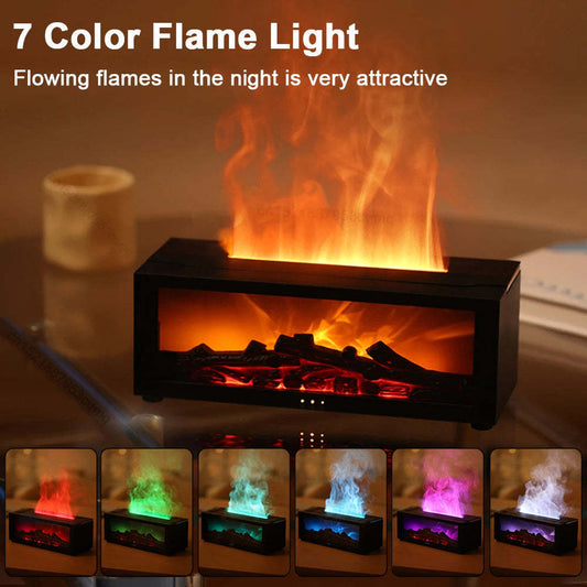 New Flame Aromatherapy Machine Colorful Essential Oil Diffuser Home Large Fog Volume Flame Humidifier 3D Flame Fireplace Machine null