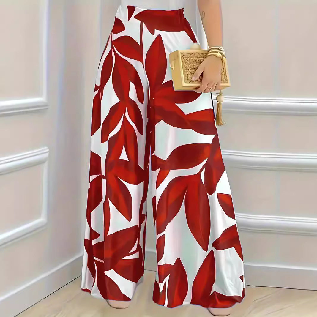 Printed High Waist Fashion Comfortable Wide-leg Pants null