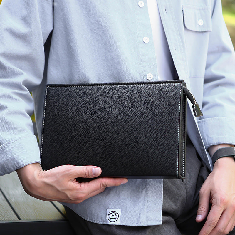 New Clutch Men's Briefcase Soft Leather Fashion Trendy Casual Business