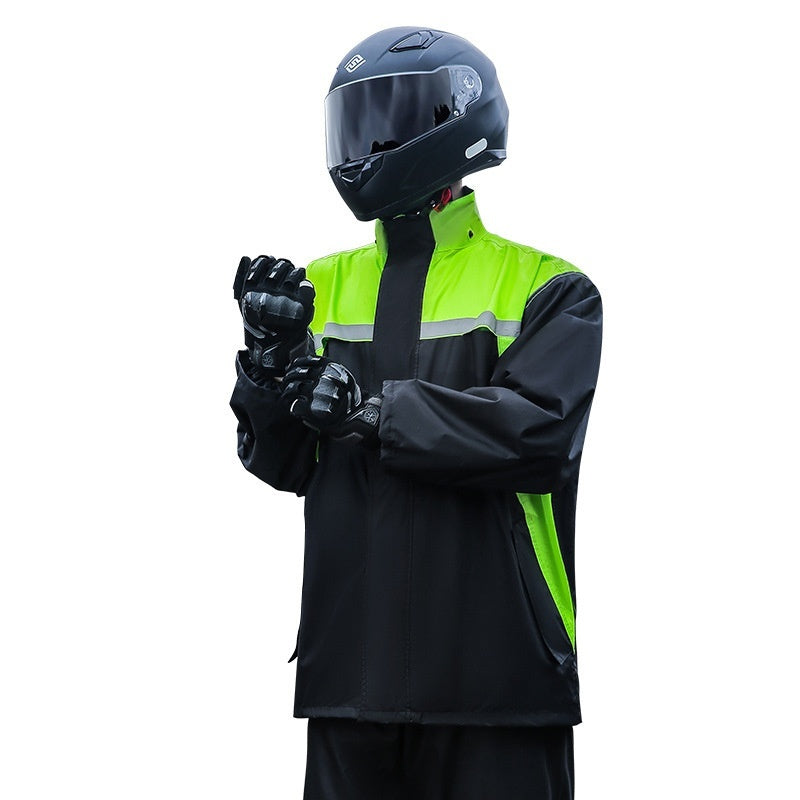 Men's Minimalist Color Blocked Split Motorcycle Raincoat